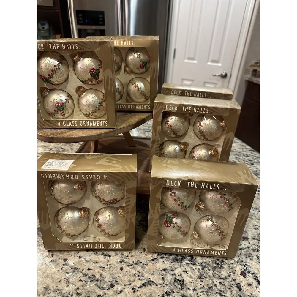 Vintage Christmas by Krebs Brocade & Candy Cane Ornaments 6 Boxes 24 Total